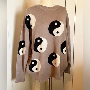 Dressed in LALA Yin Yang Sweater - Black and Cream